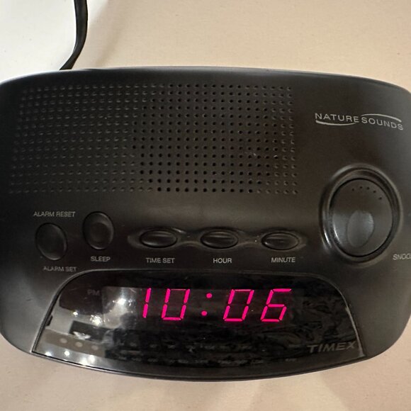 Vintage Timex Nature Sounds Alarm Clock Radio Black Digital Clock T234B - Picture 2 of 5